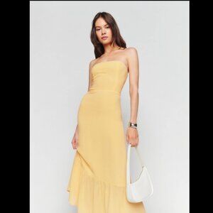 Reformation Strapless Yellow Maxi Dress